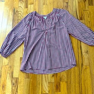 Crown& Ivy 3/4 sleeve print peasant top